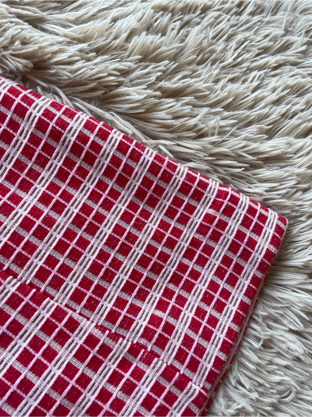 Reformation Red and White Check Square-Neck Mini Dress - Picture 4 of 4